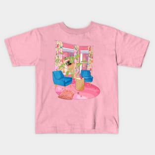 A Cat behind a window Kids T-Shirt